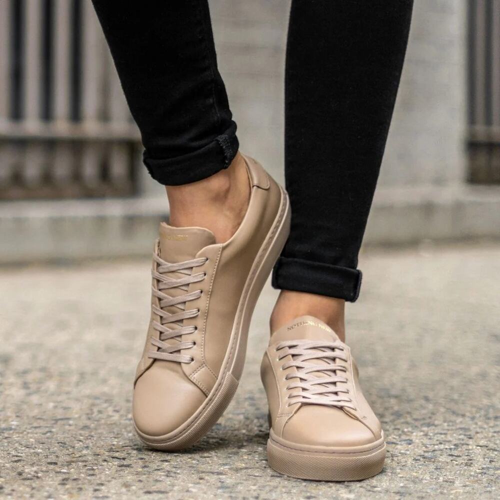 Women’s Casual Leather Sneakers - Beige